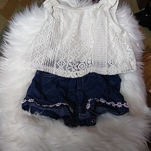 Blue and white romper